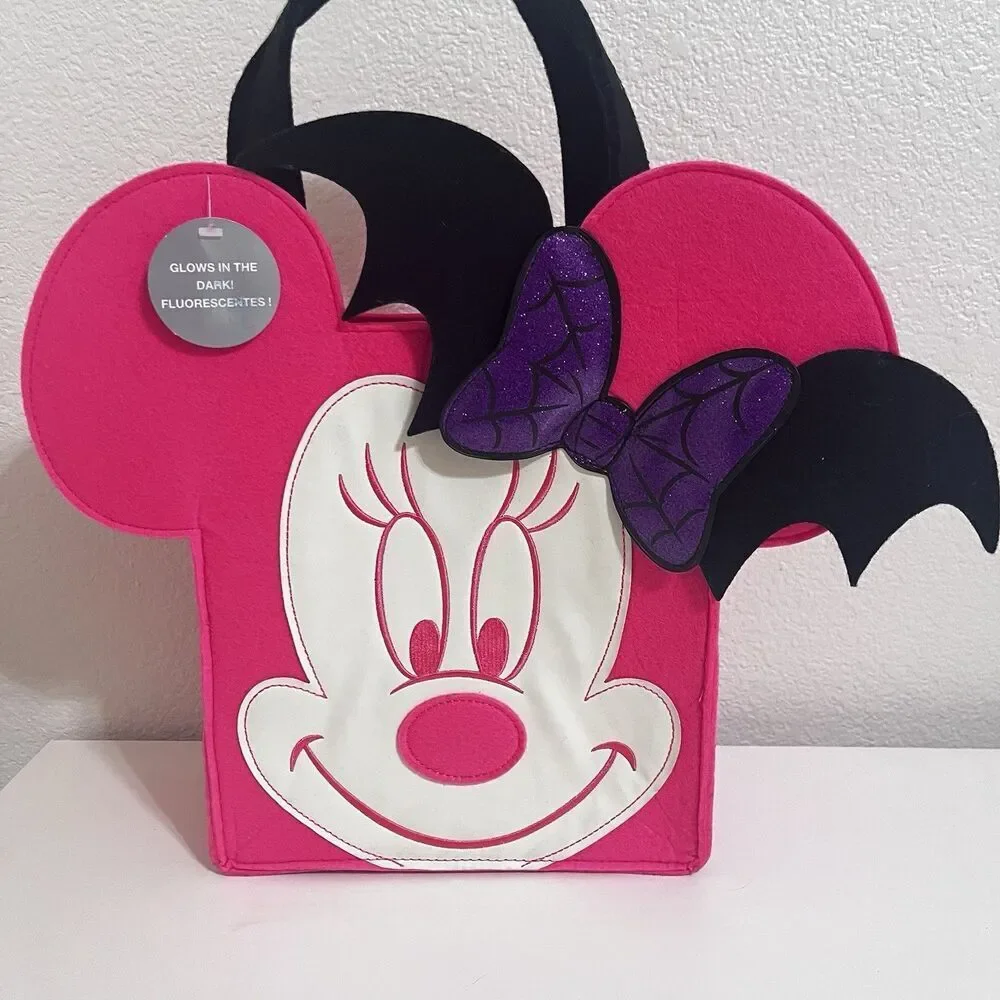 Disney Minnie Mouse Bat Halloween Pink Glow-in-the-Dark Trick or Treat Candy Bag